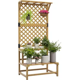 Outsunny Pflanzentreppe 75 x 50 x 166 cm Gelb