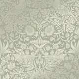William Morris At Home Vliestapete Strawberry Thief Fibrous 64 cm 10 m grün