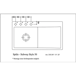 Villeroy & Boch Subway Style 50 flat links snow white + Handbetätigung