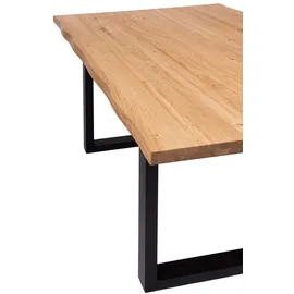 Krok Wood Esstisch Dublin aus Massivholz in Eiche mit Metallbein 180x100x75 cm - Naturbelassen