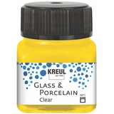 Kreul 16202 - Glass & Porcelain Clear sonnengelb, im 20 ml Glas, transparente Glas- und Porzellanmalfarbe auf Wasserbasis, schnelltrocknend, glasklar