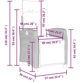 vidaXL Gartensessel mit Fußteil 58,8 x 69,4 x 34,3 cm braun 2 St.