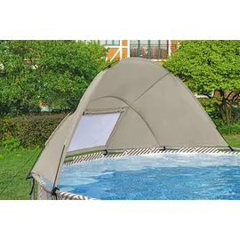 BESTWAY Steel Pro Max Frame Pool Set 396 x 107 cm beige inkl. Filterpumpe + Überdachung