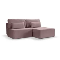 furnling Schlafsofa Asterin, inkl. 2 Rücken- und Zierkissen, mit Bettkasten und gepolsterter Rückenlehne, Cordstoff, L-Form rechts rosa