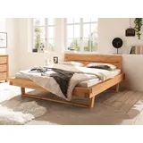 Massivart® Massivholzbett 180 x 200 cm Balkenbett aus Kiefer »BERGTAL CLASSIC«, eichefarbig honig gebeizt & geölt, Balkenkonstruktion beige
