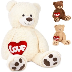 BRUBAKER Kuscheltier XXL Teddybär 100 cm groß mit Herz Love (1-St), großer Teddy Bär, Stofftier Plüschtier weiß