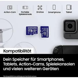 Samsung PRO Plus SDHC (2024) inkl. USB-Reader, Micro-SD Speicherkarte, 1 TB, 180 MB/s