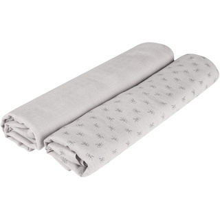 roba organic 2er Set Puck- und Stilltuch 'Lil Planet' silbergrau, Bio-Baumwolle, GOTS, 120x120cm