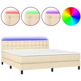vidaXL Boxspringbett mit Matratze & LED Creme 180x200 cm Stoff