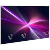 Wallario Schlüsselbrett Abstrakte Formen und Linien schwarz lila pink weiß, (inkl. Aufhängeset), 30x20cm, aus ESG-Sicherheitsglas rosa