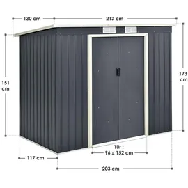 Juskys Geräteschuppen M mit Holzunterstand rechts 2,63 x 1,17 m anthrazit
