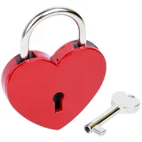 HMF Mini Deko Vorhängeschloss mit Schlüssel in Herzform, Rot
