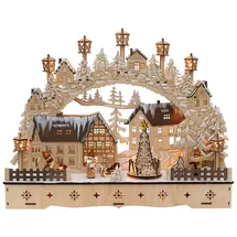 Dekohelden24 LED Holz Schwibbogen mit bewegtem Weihnachtsbaum 45 x 12 x 35 cm