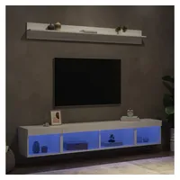 vidaXL 5-tlg. Wohnwand mit LED-Beleuchtung Weiß Holzwerkstoff