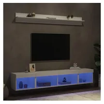 vidaXL 5-tlg. Wohnwand mit LED-Beleuchtung Weiß Holzwerkstoff