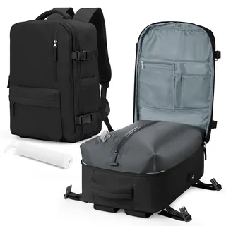 Vakuum Rucksack Handgepäck Reiserucksack mit Vakuumsystem Vakuumbeutel Manuelle Pumpe für Kleidung Reise Staubsauger Spacevac Airbag Rucksack Damen Herren Wasserdicht Vacuum Backpack Travel Schwarz
