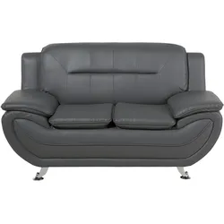 2-Sitzer Sofa Kunstleder grau LEIRA