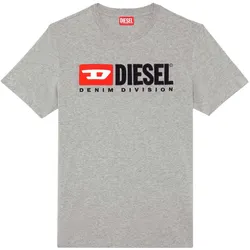 DIESEL Herren T-Shirt - T-DIEGOR-DIV HEMD, Baumwolle, Rundhals, Logo, kurz, einfarbig Grau 3XL