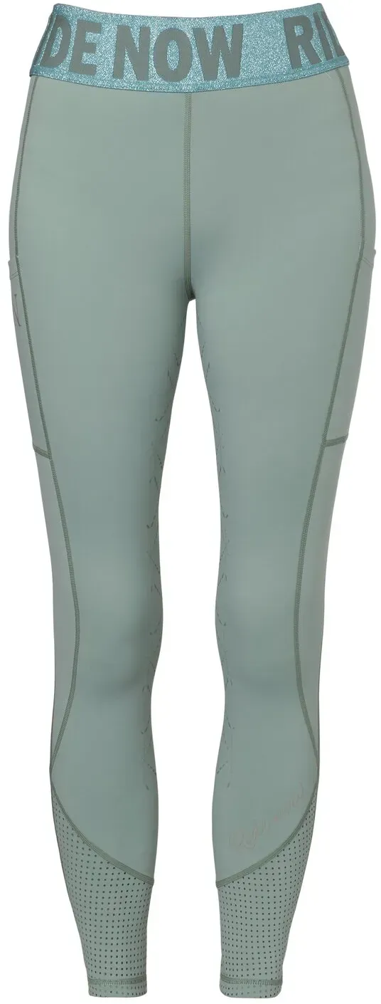 RIDE now Grip-Vollbesatz-Reitleggings mit Mesh green tea 72