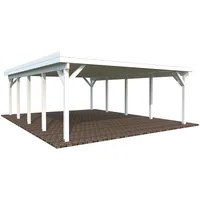 Palmako Carport Karl 40,6 m2 weiß lackiert Holzcarport