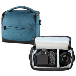 Hama Kameratasche Kamera-Tasche Trinidad 130 Foto-Tasche Universal Blau, Case Schultergurt Tragegriff Zubehör-Fächer Digitalkamera Systemkamera blau