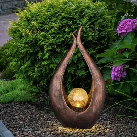 GLOBO Solarlampe Gartendeko Skulptur LED Mondsichel Solarleuchte Garten, Glaskugel Crackle, 2er Set