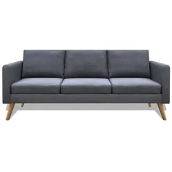 vidaXL Sofa 3-Sitzer Stoff Dunkelgrau
