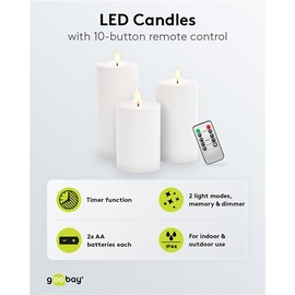 goobay 3er-Set LED-Kerzen "Outdoor"