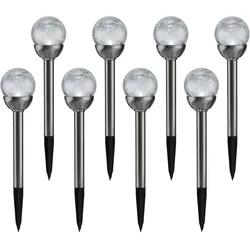 8er-Set Dekorative Solar-Gartenlampe mit Crackle-Effekt-Kugel & Erdspiess, bunt – Garten-Wegelicht & Romantische Gartenbeleuchtung, ideal für Rasen & Beete
