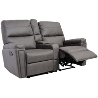 2er Kinosessel MCW-K17, Relaxsessel Fernsehsessel Sofa, Nosagfederung Getränkehalter Fach ~ Stoff/Textil dunkelgrau