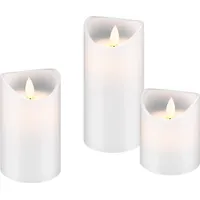 goobay LED Echtwachskerze 3 St. weiß