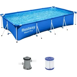 BESTWAY Steel Pro Frame Pool Set 400 x 211 x 81 cm inkl. Filterpumpe