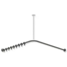 Hewi System 900 Vorhangstange 900.34.10360SC 1187 x 1187 mm, 24 Vorhangringe, Edelstahl pulverbeschichtet dunkelgrau, perlglimmer tiefmatt