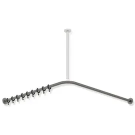 Hewi System 900 Vorhangstange 900.34.10360SC 1187 x 1187 mm, 24 Vorhangringe, Edelstahl pulverbeschichtet dunkelgrau, perlglimmer tiefmatt