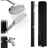 TolleTour Solardusche 20-60 Liter - bis 60°C – mit schwenkbarem Duschkopf, Fußdusche & Gartenschlauch - Schwarz