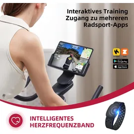 JASPORT Smart Indoor Speedbike S3, leise Heimtrainer, Magnetbremssystem, App mit Trainingskursen, Kinomap & Zwift kompatibel, inkl. Pulsgurt - Schwarz/Weiß