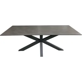 Mr. Deko Gartenmöbelset Diningsessel Cadiz mit Tisch Almeria 200 x 90 cm - Grau