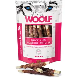 WOOLF Duck And Rawhide Twister 100g Getrocknete Haut, umwickelt von einer Ente