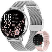 Smartwatch Damen Rund, 1.39" HD Fitnessuhr mit Telefonfunktion, 120+Sportmodi Herzfrequenz Schlafmonitor SpO2 Uhr Damen, IP68 Wasserdicht Schrittzähler Wecker Fitness Tracker für iOS Android Silber