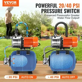 Vevor 735W Gartenpumpe, Bewässerungspumpe Poolpumpe Flachbrunnenpumpe 3785L/h