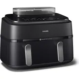 Philips 5000 Series Steam Airfryer Dual Basket NA551/00 Schwarz/Silber