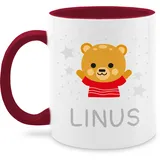 Tasse Tassen 325ml - Bären - Bär und Dein Name - 325 ml - Bordeauxrot - kinder teetasse kindergarten teddy personalisierter personalisierte geschenke kind bärenmotiv mädchen bären-tasse bear