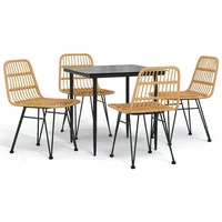 5-tlg. Garten-Essgruppe Poly Rattan - Braun/Schwarz