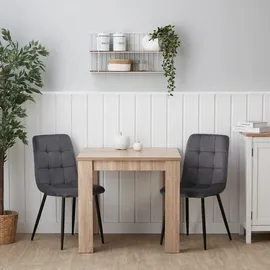 Homestyle4u Essgruppe mit 2 Samt Polsterstühlen in Natur und Grau 2757