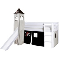 TICAA Spielbett Kasper 90 x 200 cm weiß pirat-schwarz-weiß