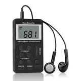 Am/fm-digitalradio, 2-band-stereo-empfänger, Tragbares Mini-radio Mit Kopfhörern, 1,5-zoll-lcd-bildschirm, Hanrongda Hrd-103 – Schwarz