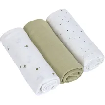 Lässig Mulltuch 3er Pack Swaddle L Bio-Baumwolle 85 x 85 cm - Leave Olive