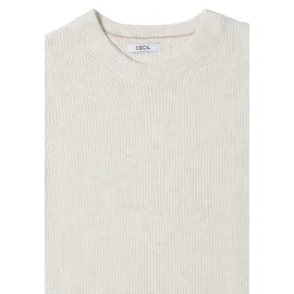 Cecil Strickpullover CECIL, Damen, Gr. M (40), eggshell melange, Web, 37% Baumwolle, 34% Polyacryl, 26% Polyester, 3% Elasthan, unifarben, normal normal, Rundhals, Pullover Strickpullover, mit Strukturdetails