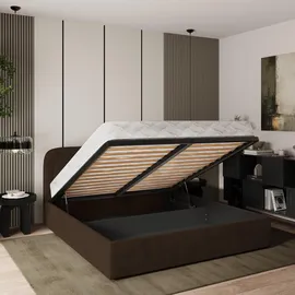 masseno Polsterbett, Braun, Holz, 140x200 cm, Schlafzimmer, Betten, Polsterbetten