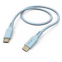 Hama Ladekabel „Flexible“ USB C auf USB C, Silikon, 1,5m (Schnellladung, Handy Ladekabel, Datenkabel, USB Kabel, Handykabel, USB Typ C, Knickschutz, flexibel, vergoldet, maximal kompatibel) blau